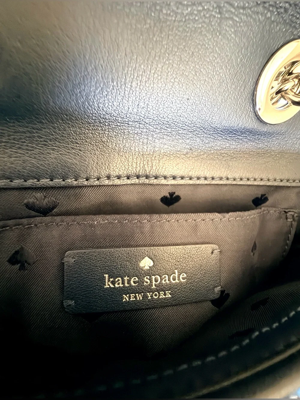 KATE SPADE Natalia Denim Tweed Medium Flap Chain Shoulder Crossbody Blue